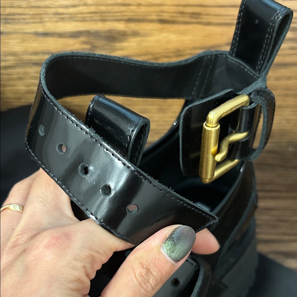Alexander Wang Glossy Black Boots with Gold Hardware - Picture 4 of 5